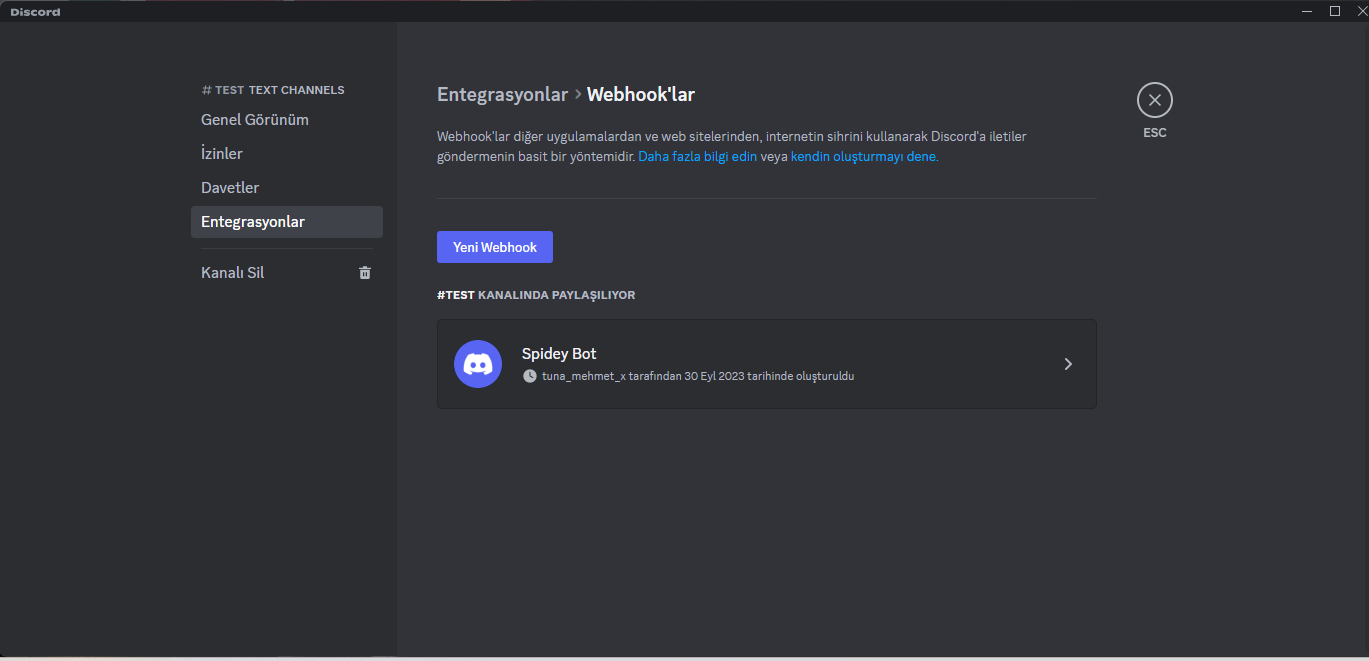 discord new webhook